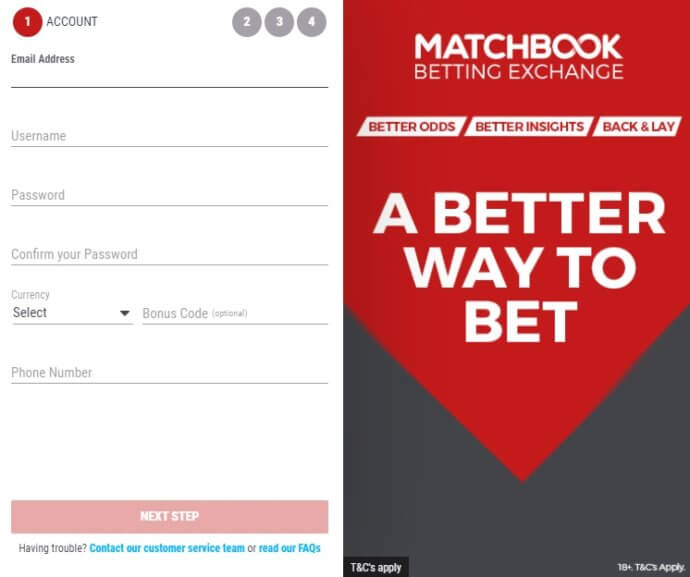 Matchbook Registration with Matchbook Bonus Code
