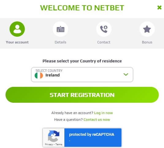 NetBet sign up process