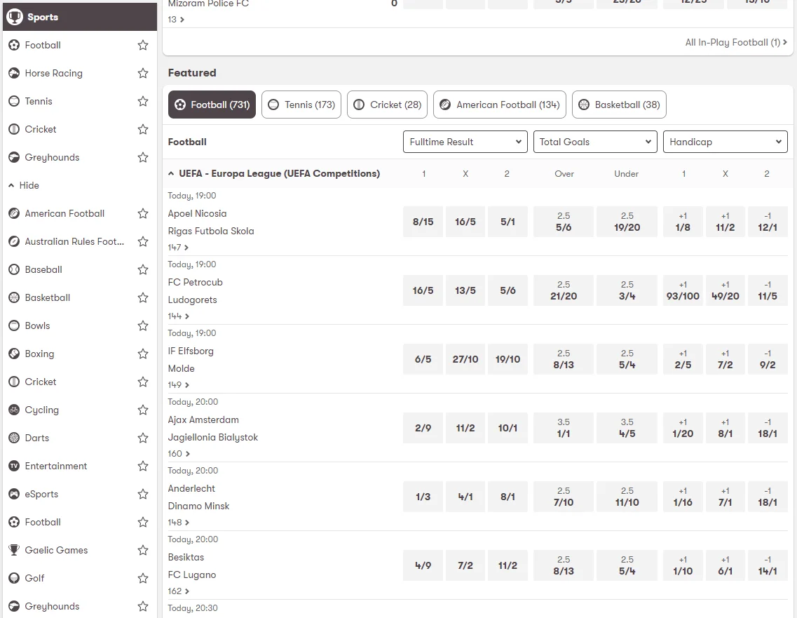 10bet uk sports betting selection